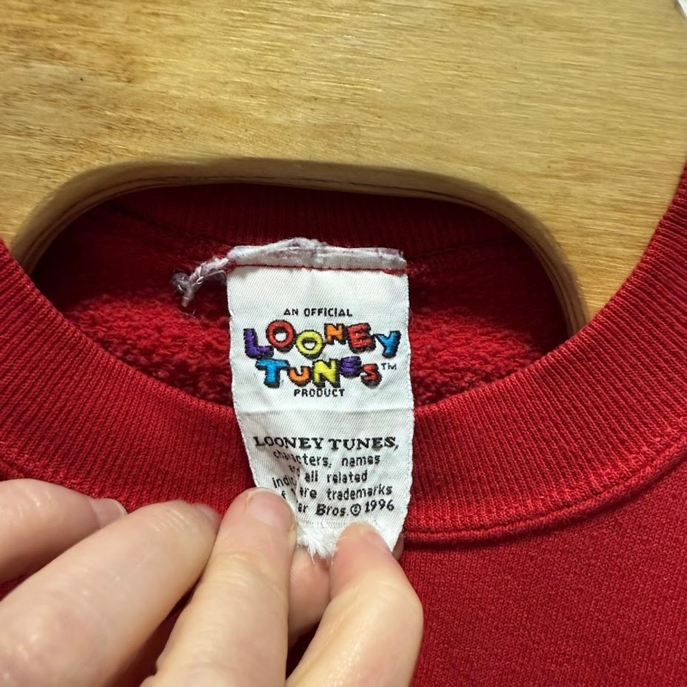 Vintage 1996 Looney Tunes‎ Tweety Bird Sweatshirt Red Size Large Made in USA - Picture 5 of 7